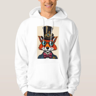Punk Fox Bow Tie Top hat Färg Plague Hoodie