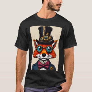 Punk Fox Bow Tie Top hat Färg Plague T Shirt