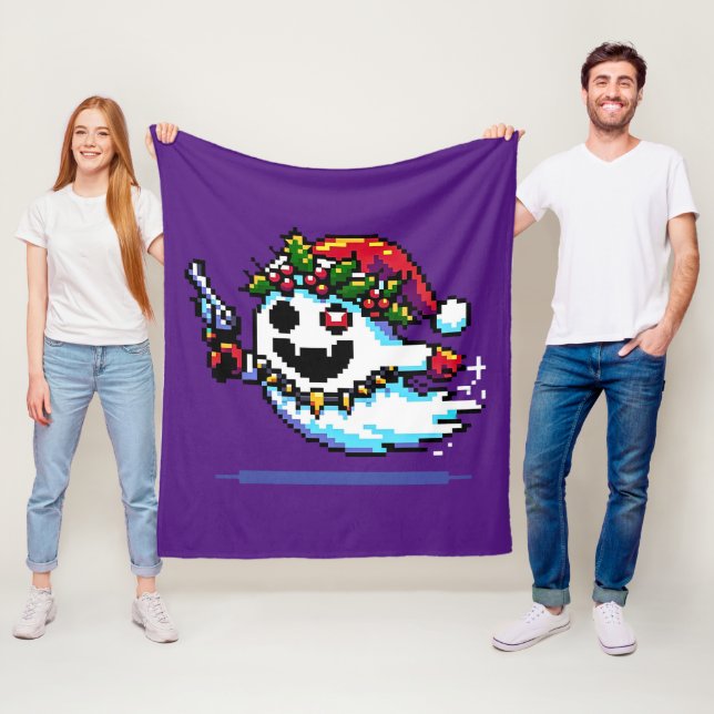 Punk Ghost-jul - Edgy Pixel Art-Helgdag Fleecefilt (På plats)