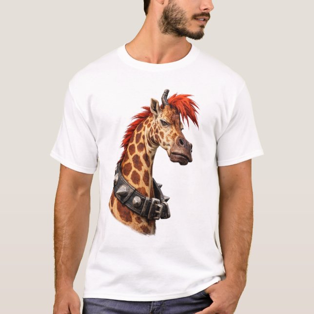 Punk Giraff T-Shirt – Unik Gatustil (Framsida)