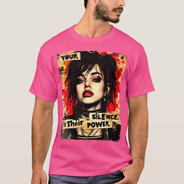 Punk Girl Graffiti 90S Grunge Urban Art Distress T Shirt (Framsida)