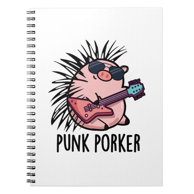 Punk Gris Rolig Punkrockare Gris Puns  Anteckningsbok (Framsidan)
