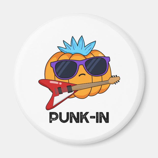 Punk-in Funny Punk Sten Pumpkin Pun Magnet (Framsidan)