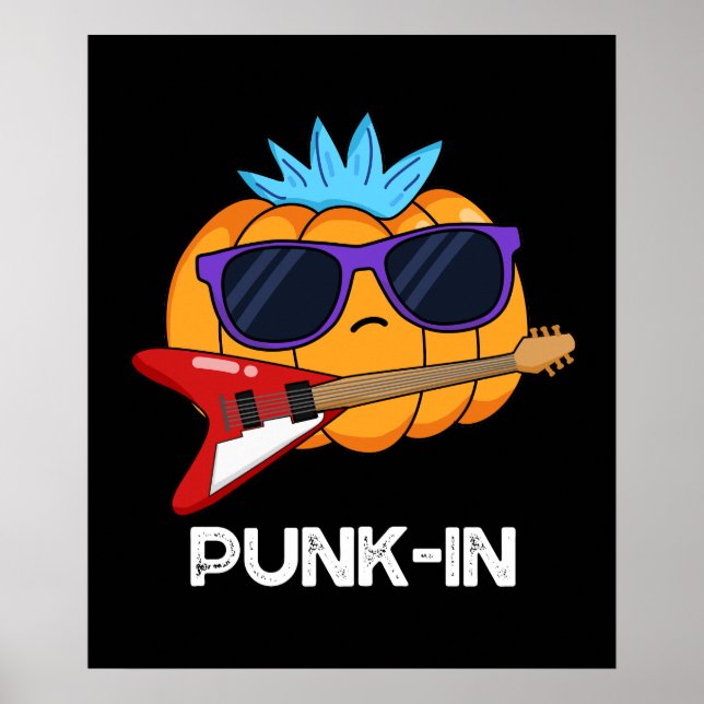PUnk-in Funny Punk Sten Pumpkin Pun Mörk BG Poster (Framsidan)