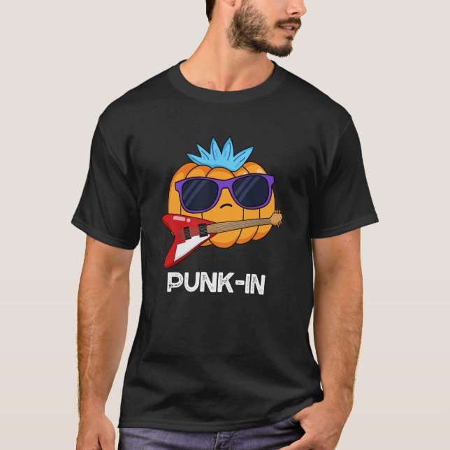 Punk-in Funny Punk Sten Pumpkin Pun Mörk BG T Shirt (Framsida)