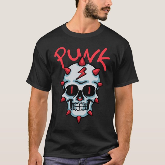 Punk Inspired Skull streetwear T Shirt (Framsida)
