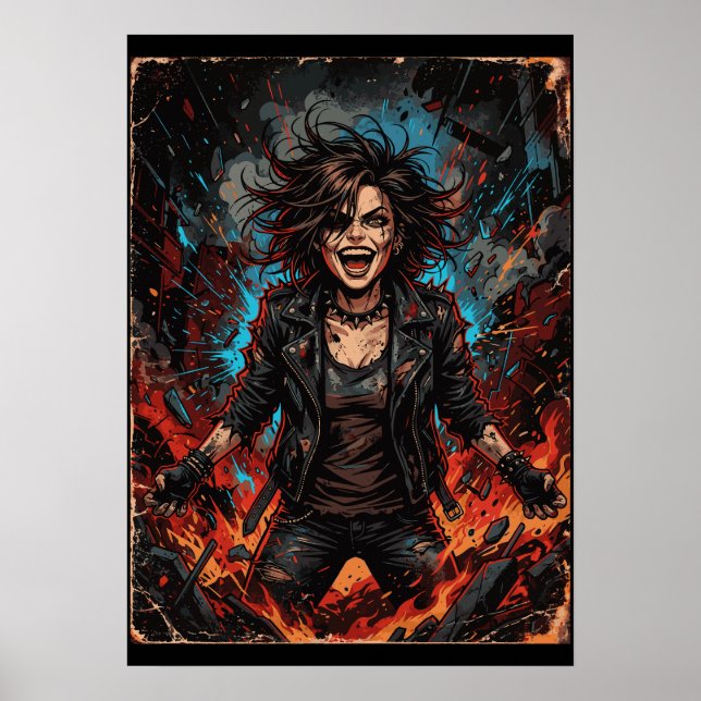 Punk Kaos Flick Explosion | Grunge Rebell Eld Kons Poster (Framsidan)