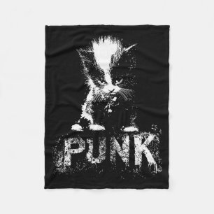 Punk Kattunge Katt Med Mohawk Nge Gotisk Design Fleecefilt
