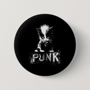 Punk Kattunge Katt Med Mohawk Nge Gotisk Design Knapp