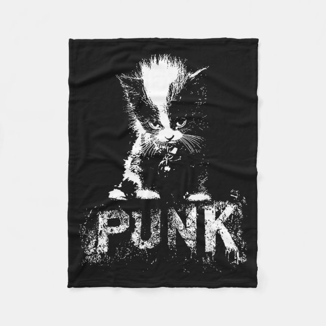 Punk Kitten Cat With Mohawk Nge Gothic Design  Fleecefilt (Framsidan)