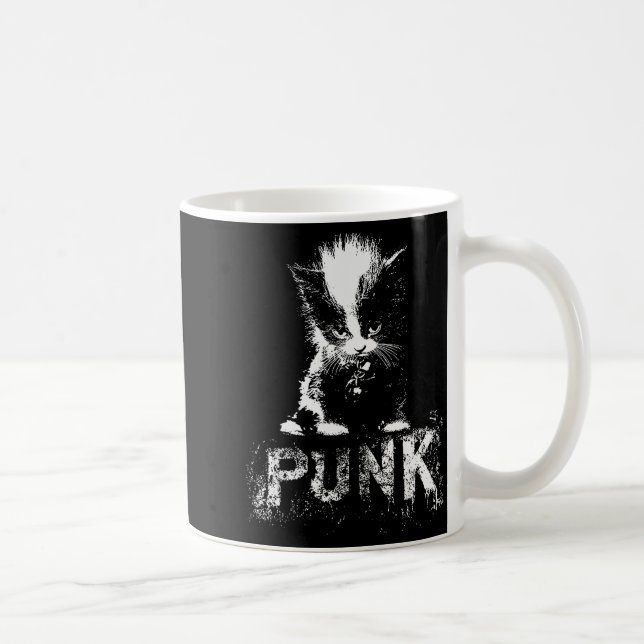 Punk Kitten Cat With Mohawk Nge Gothic Design  Kaffemugg (Höger)