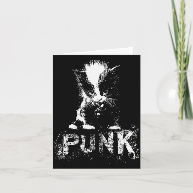 Punk Kitten Cat With Mohawk Nge Gothic Design  Kort (Framsida)
