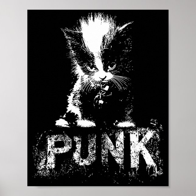 Punk Kitten Cat With Mohawk Nge Gothic Design  Poster (Framsidan)