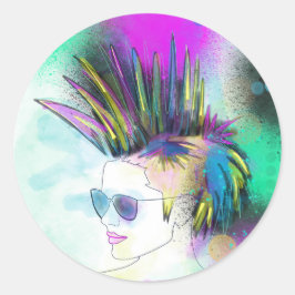 Punk Mohawk Sticker Runt Klistermärke