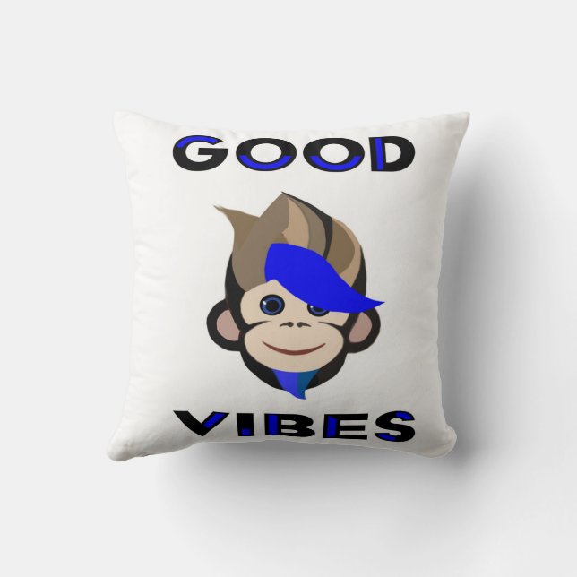 Punk Monkey blue hair monkey bra vibes Kudde (Baksida)