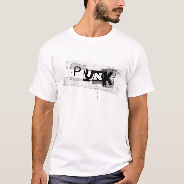 PUNK på vit T-shirt (Framsida)