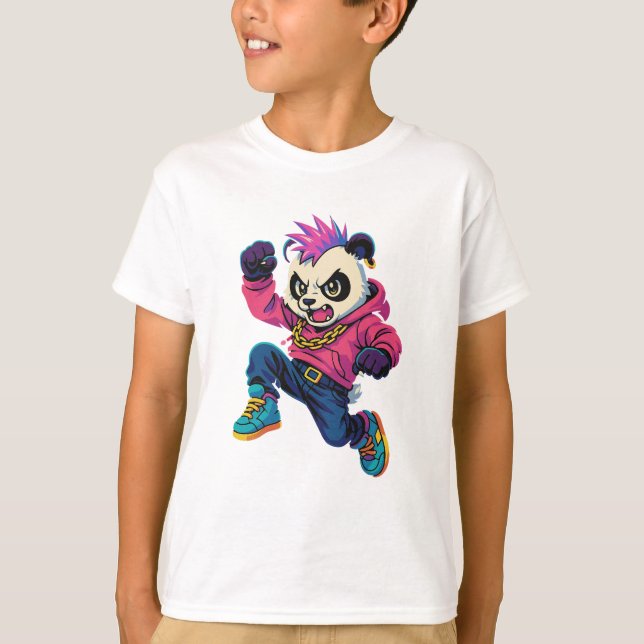 Punk Panda Power T Shirt (Framsida)