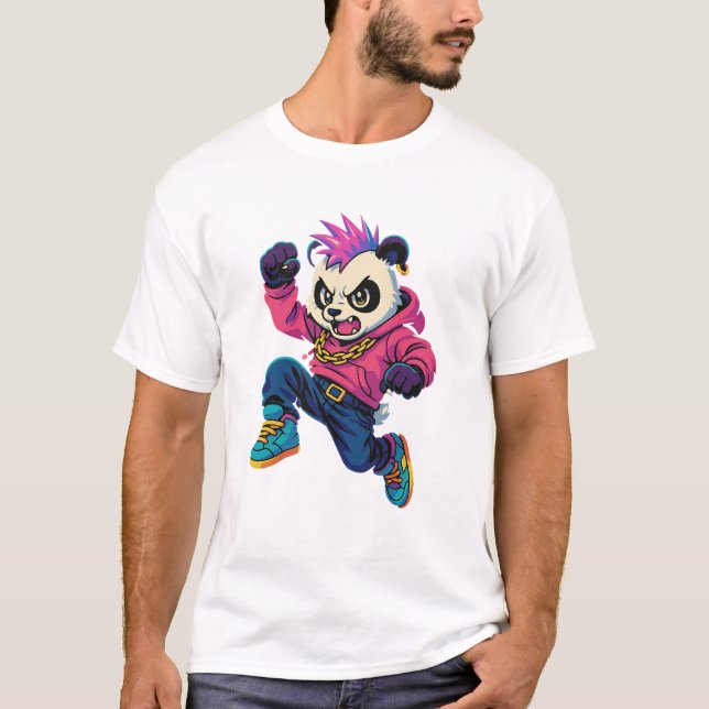 Punk Panda Power T Shirt (Framsida)