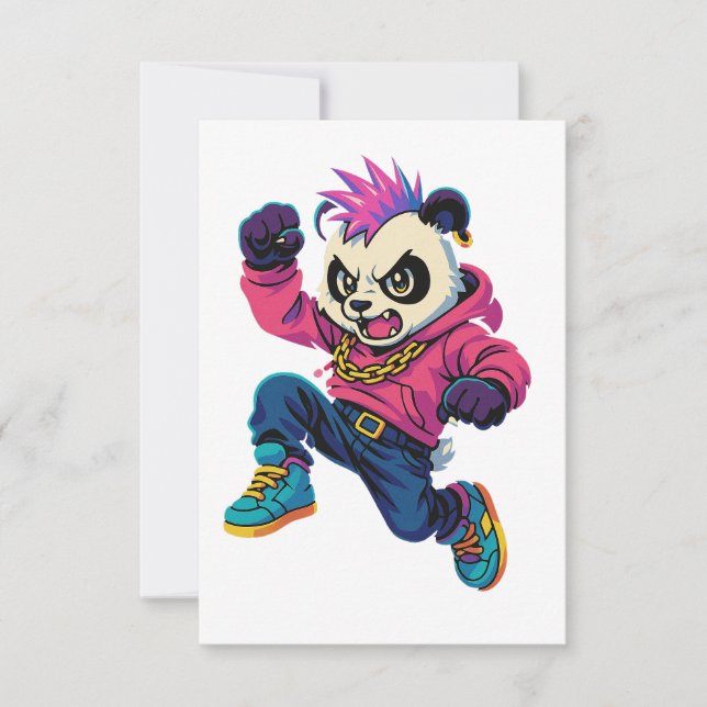 Punk Panda Power Tack Kort (Framsida)