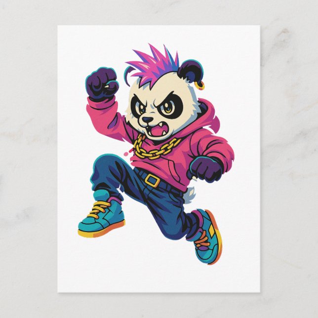 Punk Panda Power Vykort (Framsida)