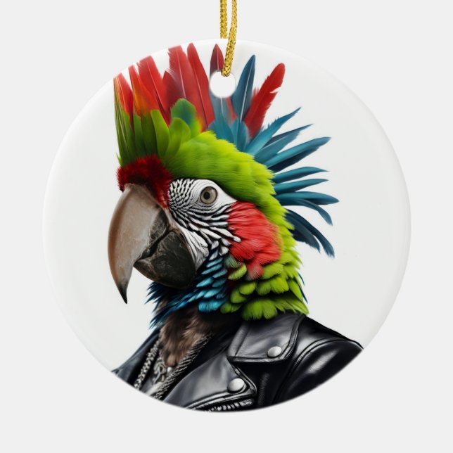 Punk Parrot Julgransprydnad Keramik (Framsidan)