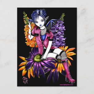 Punk Pixie Gothic Flower Älva Fantasy Postcard Vykort