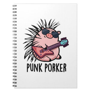 Punk Porker Funny Punk Rocker Gris Pun Anteckningsbok
