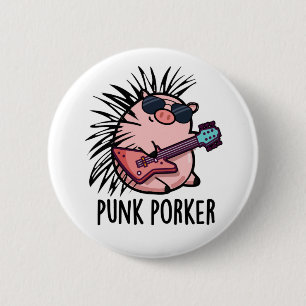 Punk Porker Funny Punk Rocker Gris Pun Knapp