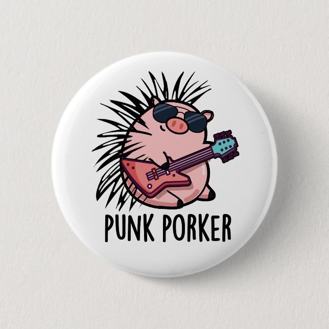 Punk Porker Funny Punk Rocker Gris Pun Knapp (Framsida)