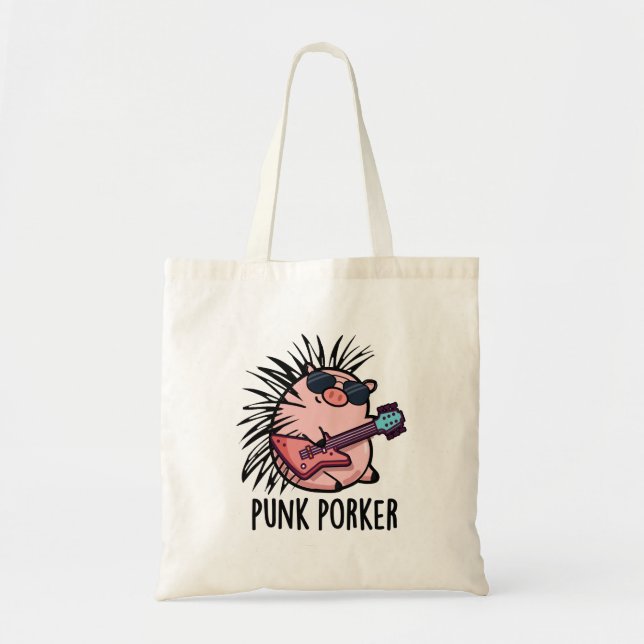 Punk Porker Funny Punk Rocker Gris Pun Tygkasse (Framsidan)