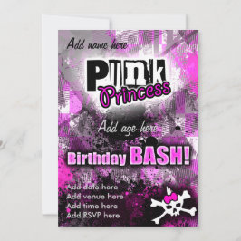 Punk Princess Birthday Bash Inbjudningar