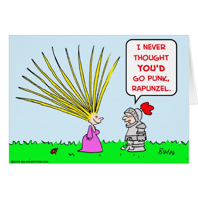 punk rapunzelhår hälsningskort (Framsidan Horizontal)