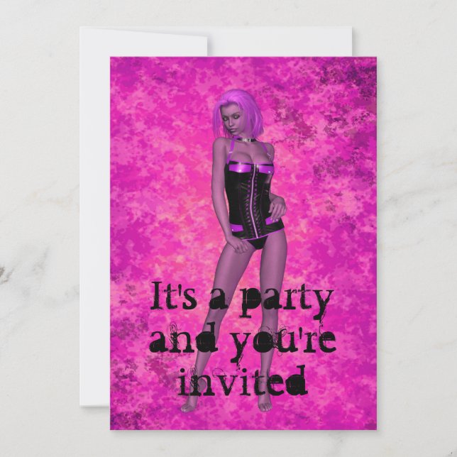 Punk rave fantasykvinna inbjudningar (Framsida)