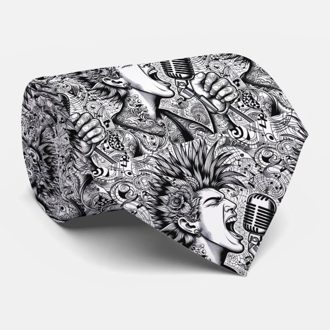 Punk Rock Black & White Necktie Slips (Rullad)