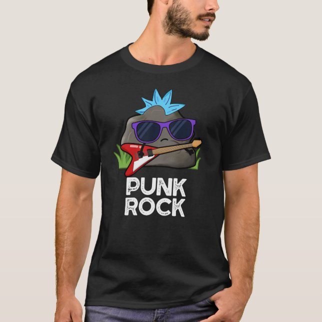 Punk Rock Funny Music Pun Dark BG T Shirt (Framsida)