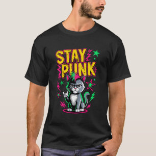 Punk Rock Män Barn Kvinnor Rolig Katt T Shirt