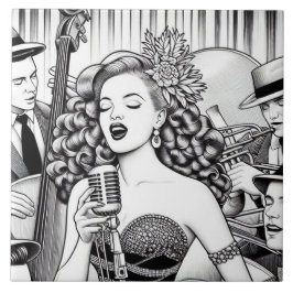 Punk Rock Rockabilly Retro Glam Svart & Vit Kakelplatta