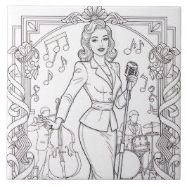 Punk Rock Rockabilly Retro Glam Svart & Vit Kakelplatta