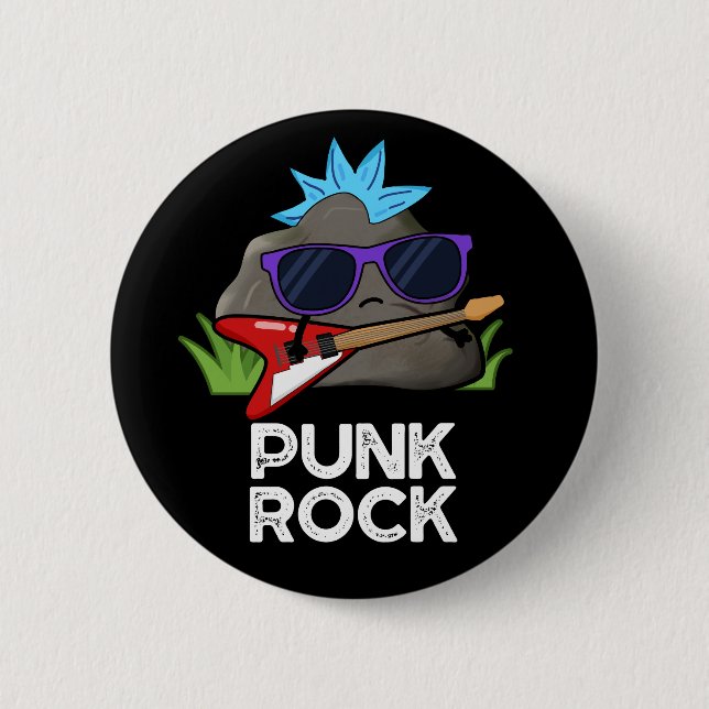 Punk Rock Rolig Musik Puns Mörk Bakgrund Knapp (Framsida)