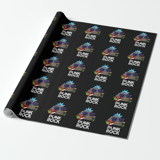 Punk Rock Rolig Musik Puns Mörk Bakgrund Presentpapper (Utrullad)
