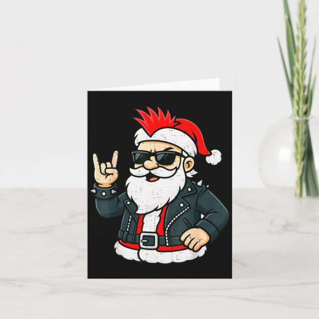 Punk Rock Santa Claus Emo Christmas Rocker Pajamas Kort (Framsida)