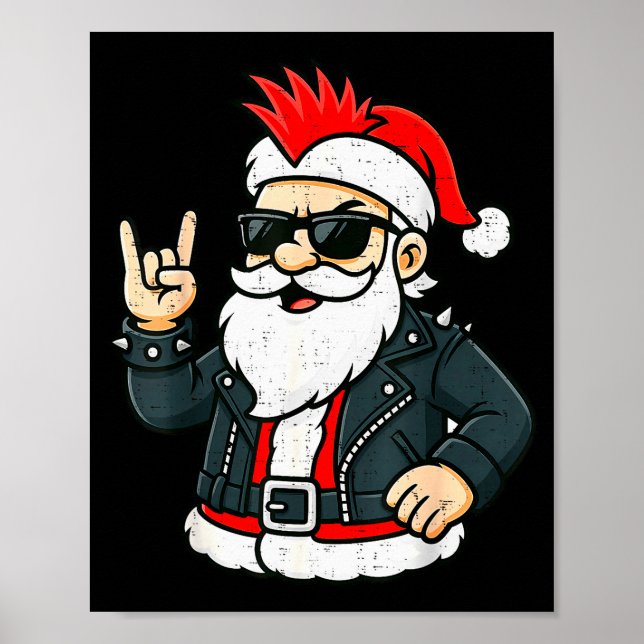 Punk Rock Santa Claus Emo Christmas Rocker Pajamas Poster (Framsidan)