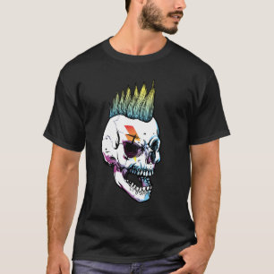 Punk Rock Skalle Mohawk Hår Heavy Metal Huvud Punk T Shirt