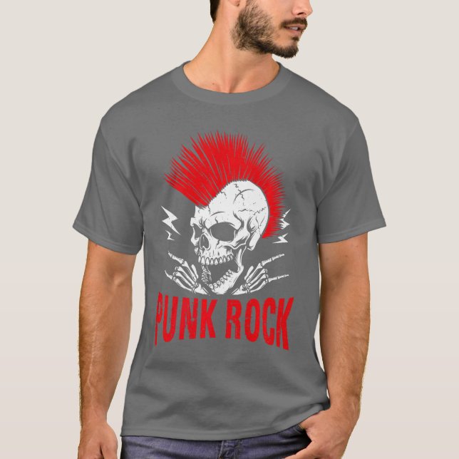 Punk Rock Skelett Premium T Shirt (Framsida)