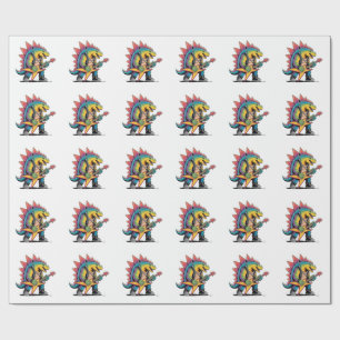 Punk Rock Stegosaurus Dinosaur Spelar Gitarr Presentpapper