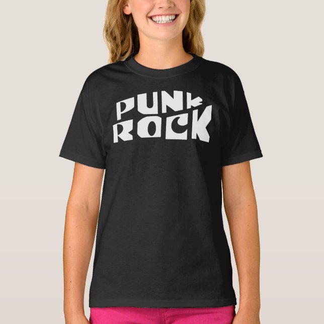 Punk Rock Typografi Banner T Shirt (Framsida)