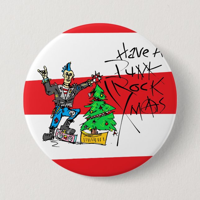 PUNK ROCK XMAS Pin Knapp (Framsida)