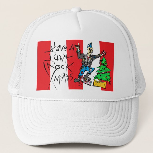 Punk Rock Xmas Trucker Hat Keps (Framsida)