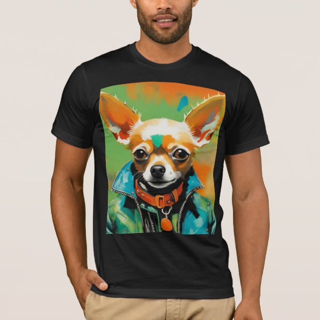 PUNK ROCKER CHIHUAHUA 6 T SHIRT (Framsida)