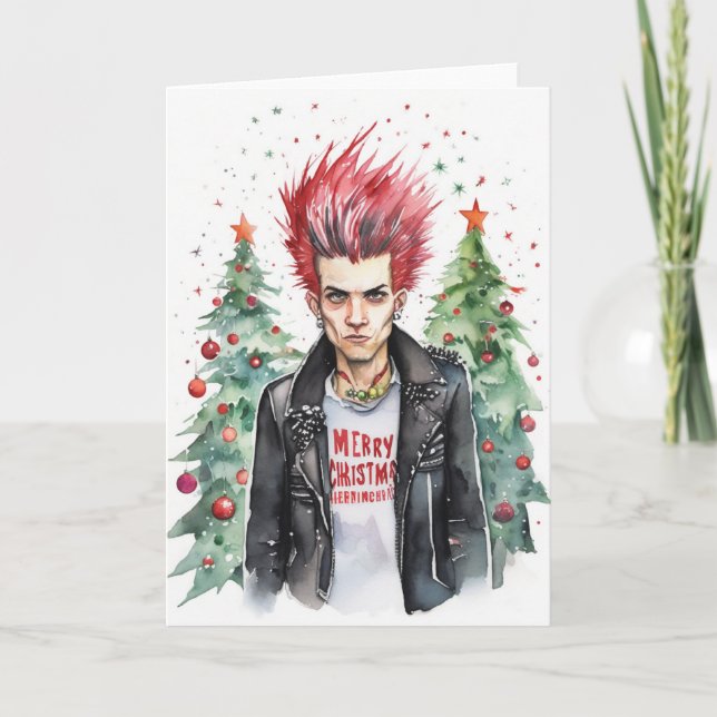 punk rocker christmas card kort (Framsida)